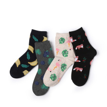 Leaf design cute cotton fashion funny woman  custom Leisure  wholesale  happy socks